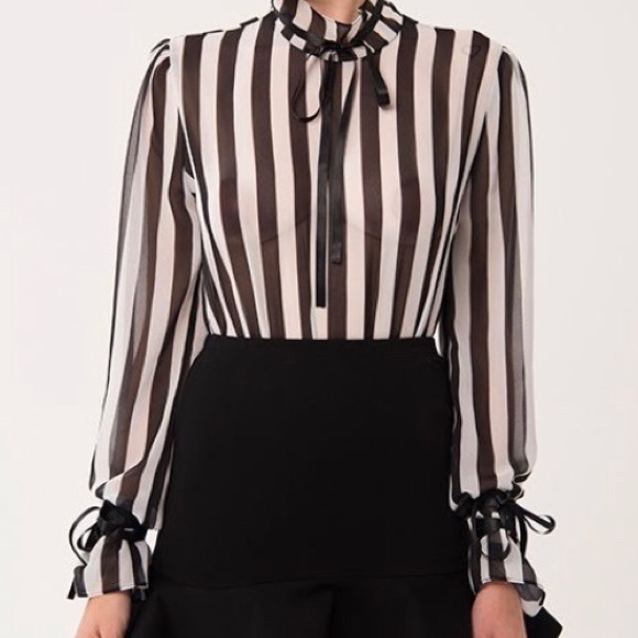 kikiriki Tops - Black & White Chiffon Blouse